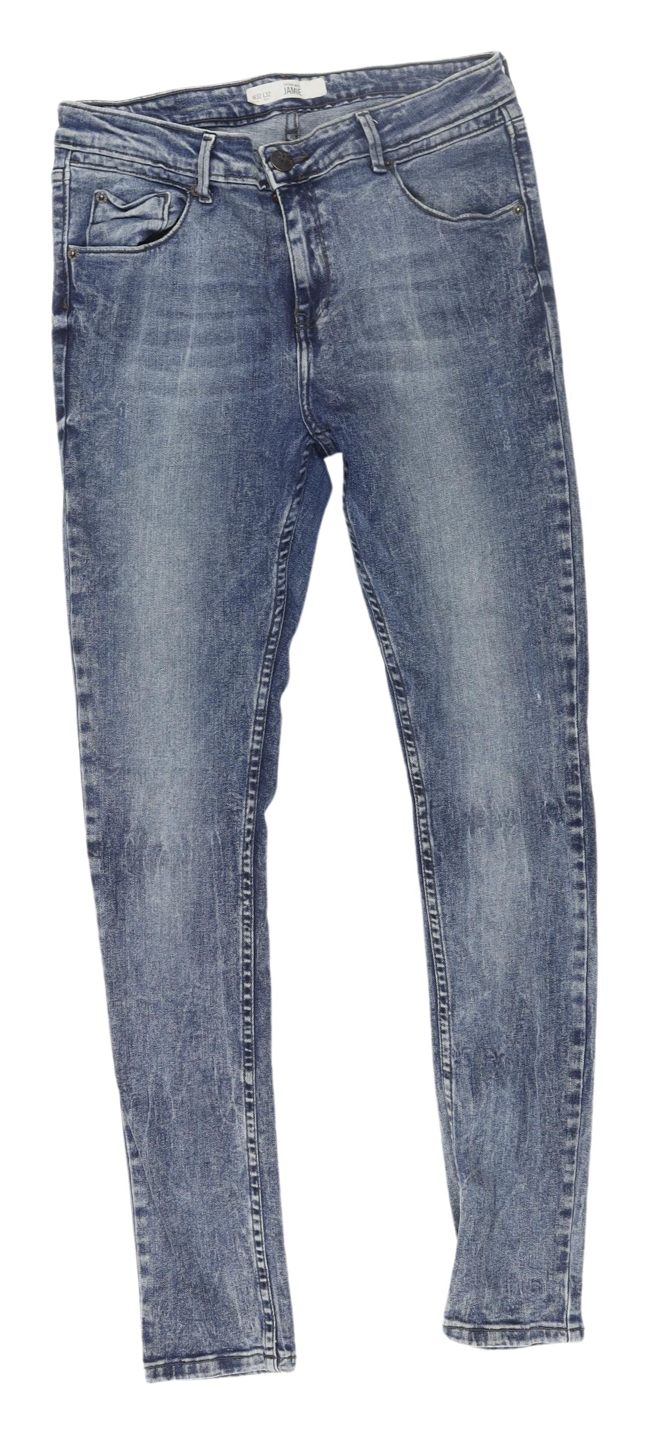 Topshop Women's Blue Skinny Jeans, Size 32