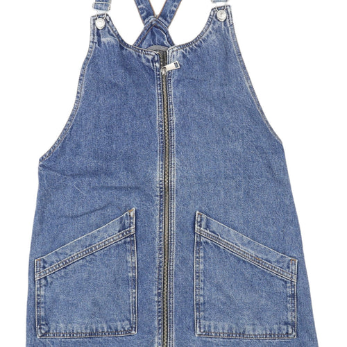 Topshop Moto Blue Denim Pinafore Dress Women Size 10