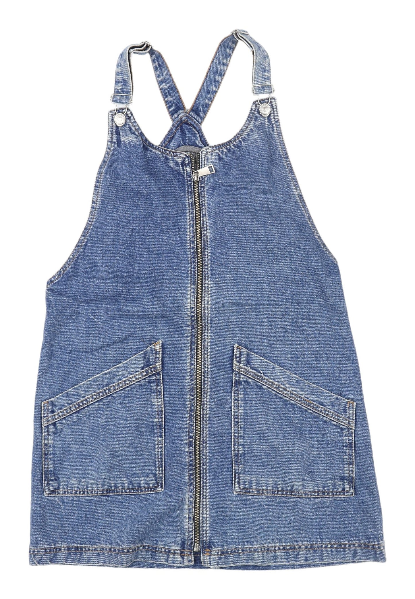 Topshop Moto Blue Denim Pinafore Dress Women Size 10