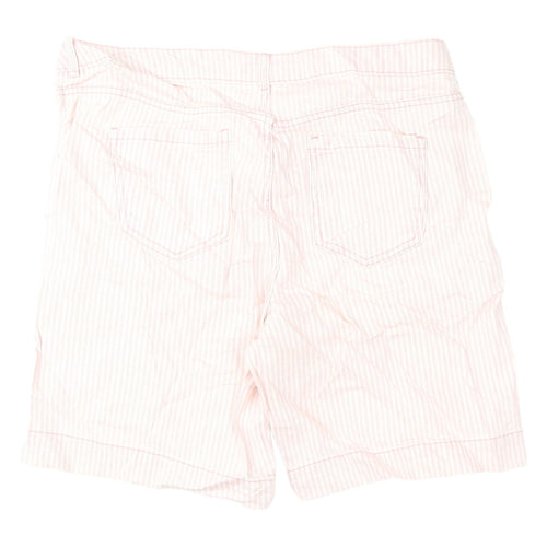 Marks & Spencer Women's Pink Striped Boyfriend Shorts 16
