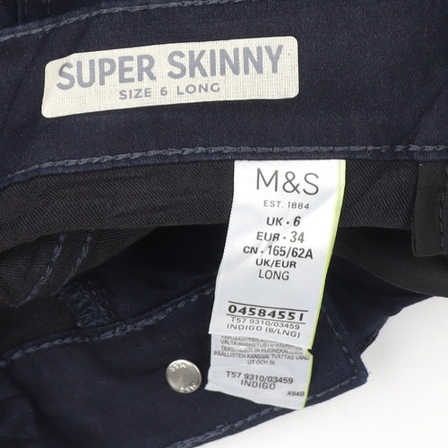 Marks and Spencer Women's Blue Super Skinny Jeans Size 6