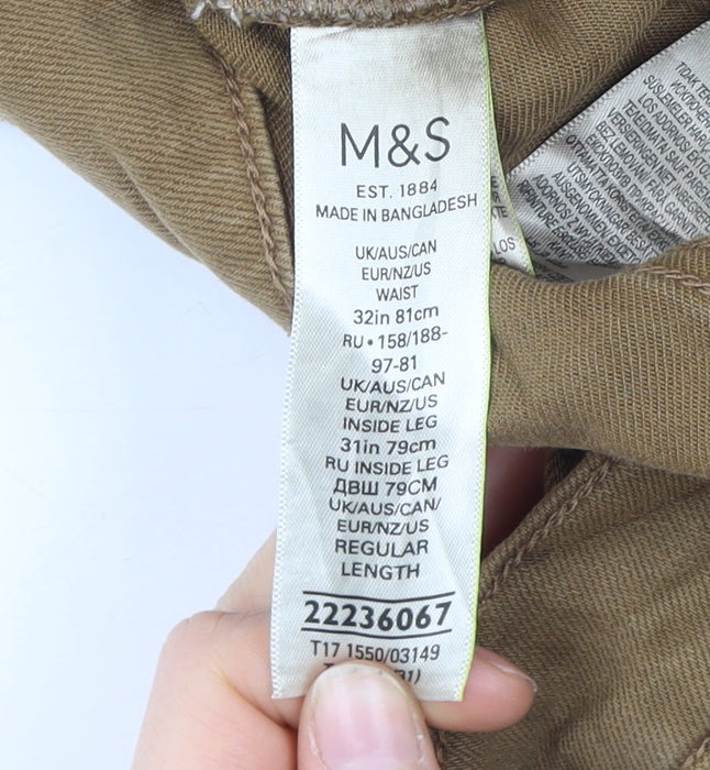 Marks and Spencer Men's Brown Tapered Jeans, Size 32