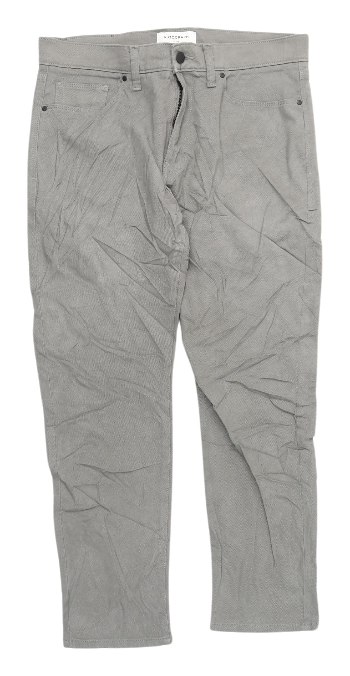 Marks and Spencer Men's Grey Slim Straight Jeans, M