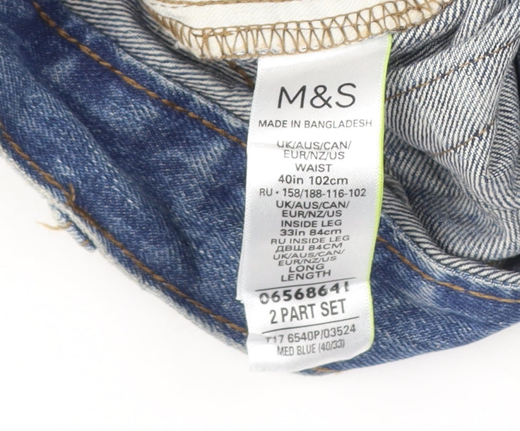 Marks and Spencer Men's Blue Straight Jeans 40