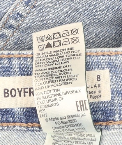 Marks and Spencer Women's Blue Boyfriend Jeans, Size 8