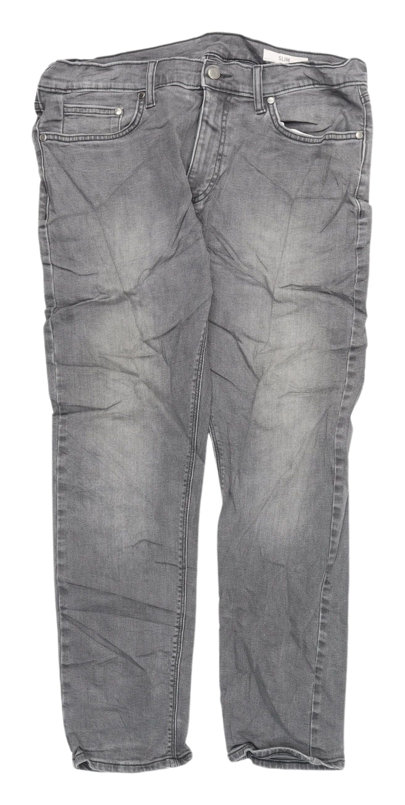 Marks and Spencer Men's Grey Slim Jeans Size L