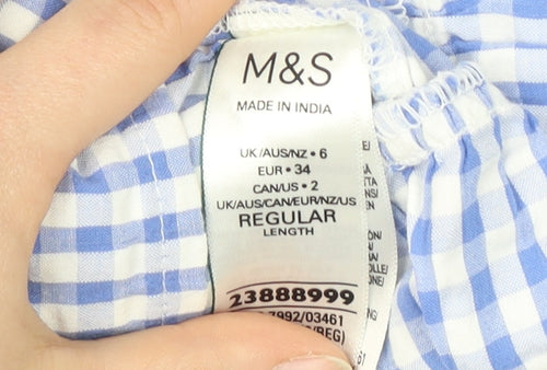 Marks and Spencer Women's Blue Gingham Shirt Dress