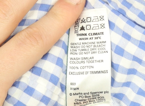 Marks and Spencer Women's Blue Gingham Shirt Dress