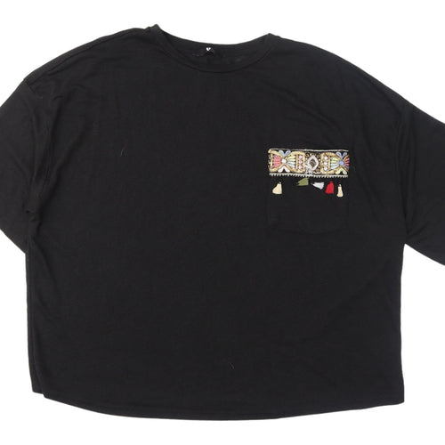 Very Women's Black Embroidered Pullover Jumper Size 20