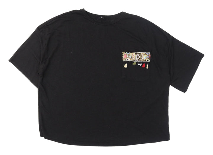 Very Women's Black Embroidered Pullover Jumper Size 20