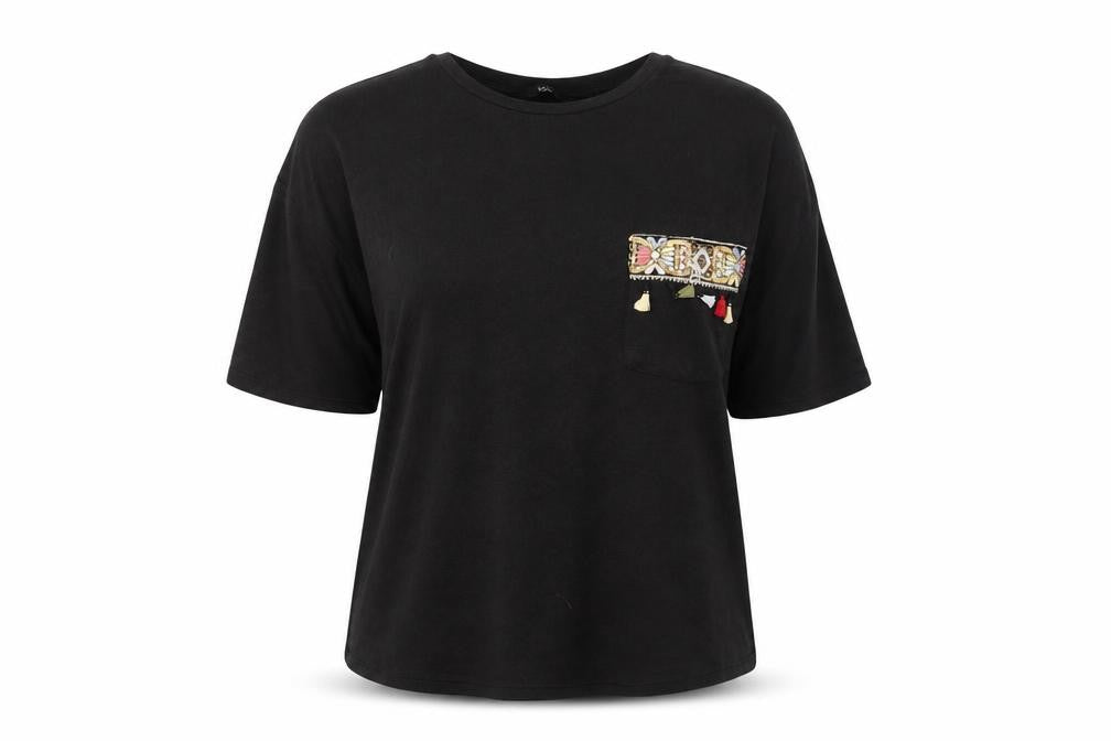 Front view of Very Women's Black Embroidered jumper, size 20