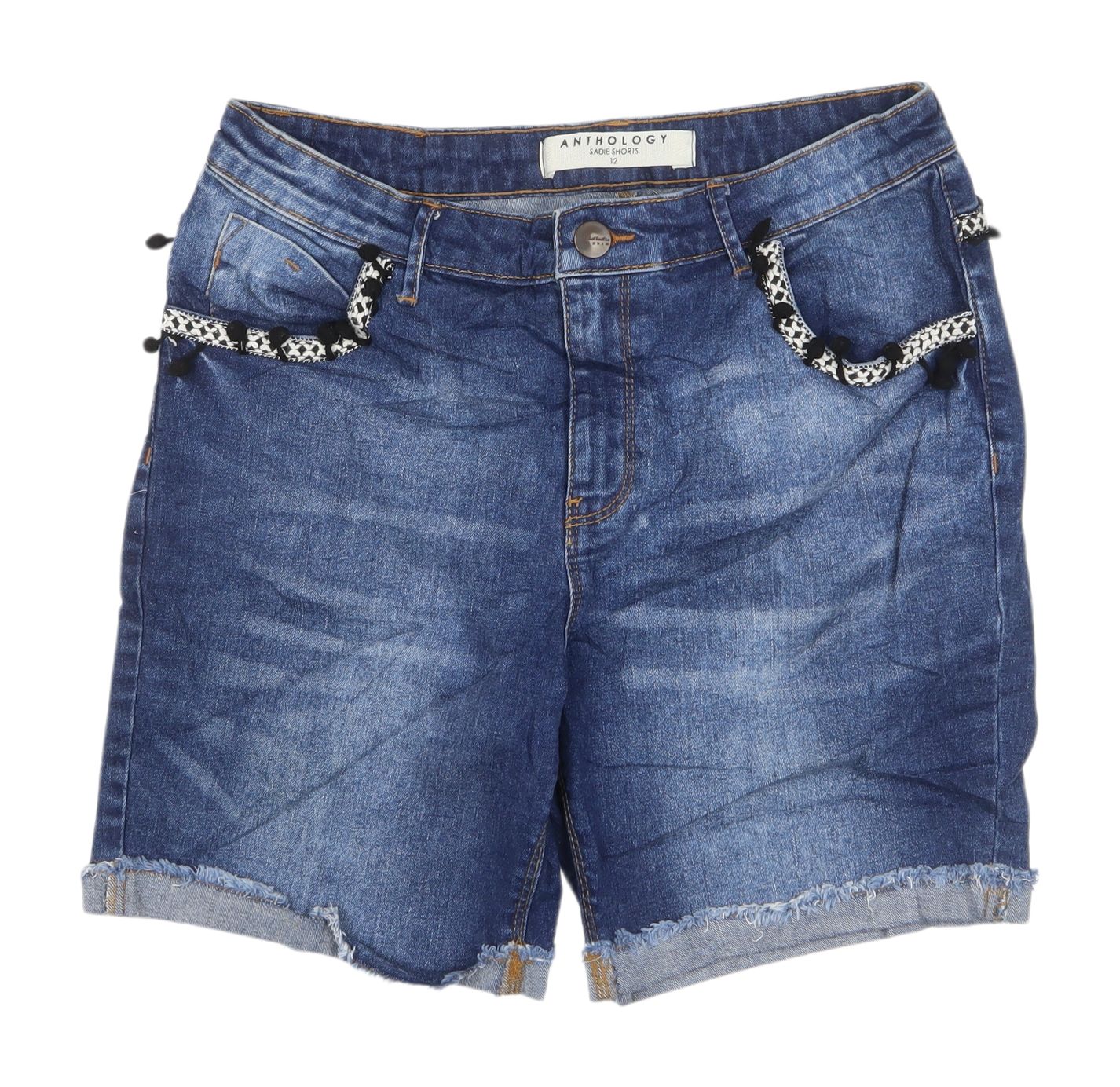 Anthology Women's Blue Boyfriend Denim Shorts Size 12