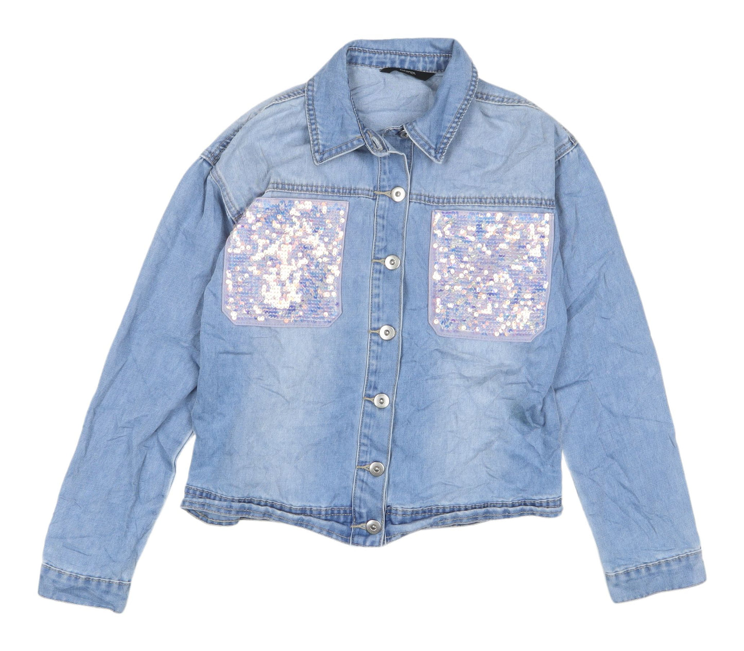 George Girls Blue Sequin Denim Jacket 12-13 Years