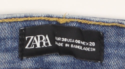 Zara Women's Blue Skinny Jeans, Size 12, Distressed Denim