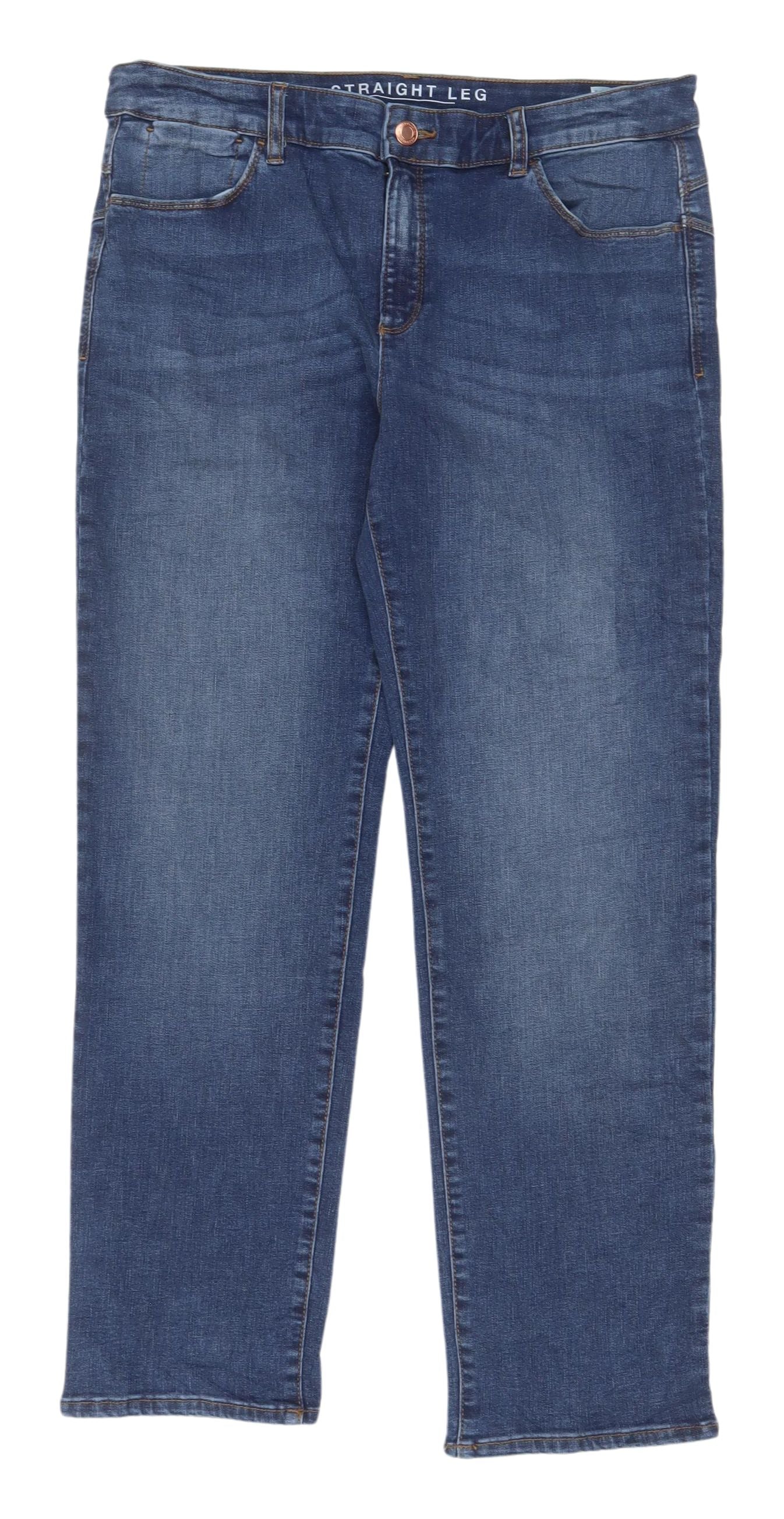 Marks and Spencer Women's Blue Straight Leg Jeans, Size 14