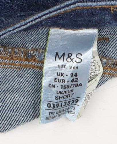 Marks and Spencer Women's Blue Straight Leg Jeans, Size 14