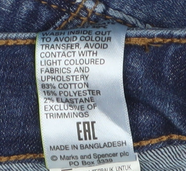 Marks and Spencer Women's Blue Straight Leg Jeans, Size 14