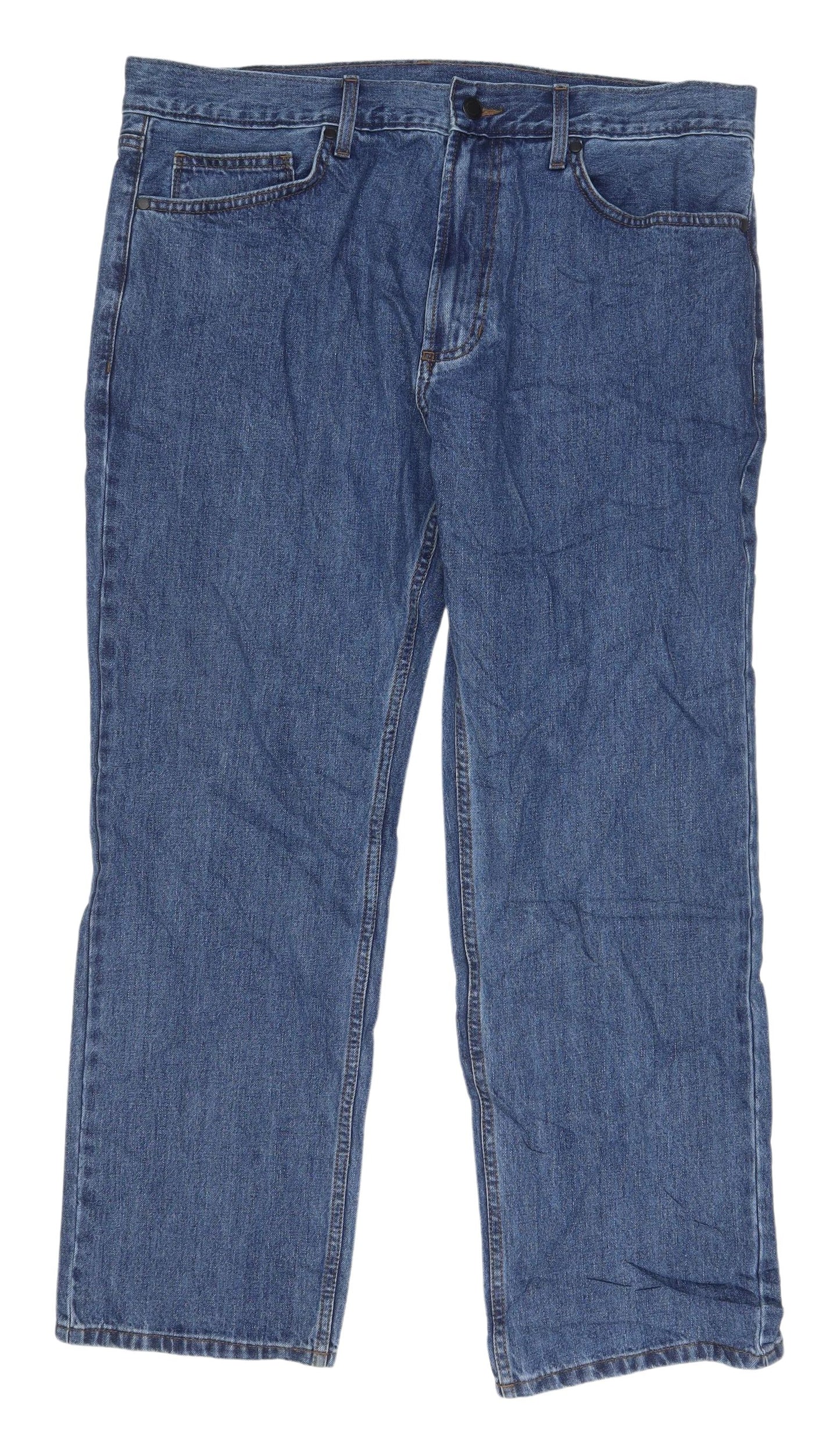 Marks and Spencer Men's Blue Straight Jeans 38W 29L