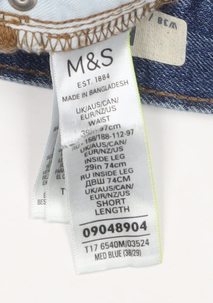 Marks and Spencer Men's Blue Straight Jeans 38W 29L