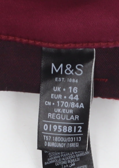 Marks & Spencer Burgundy Straight Women's Jeans Size 16