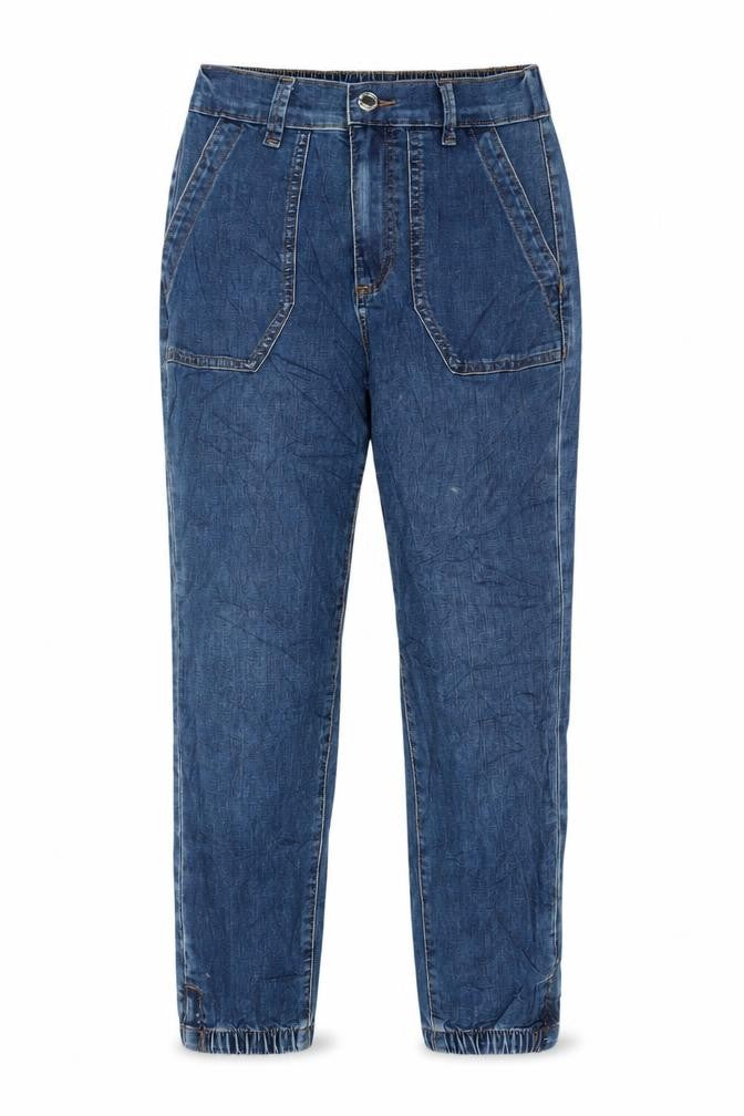 Front view of Marks & Spencer Women's Blue Cropped Jeans, size 6