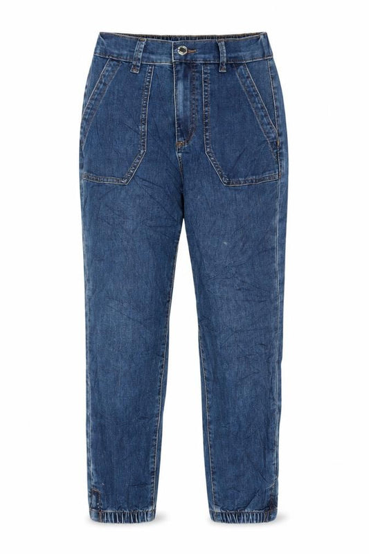 Front view of Marks & Spencer Women's Blue Cropped Jeans, size 6