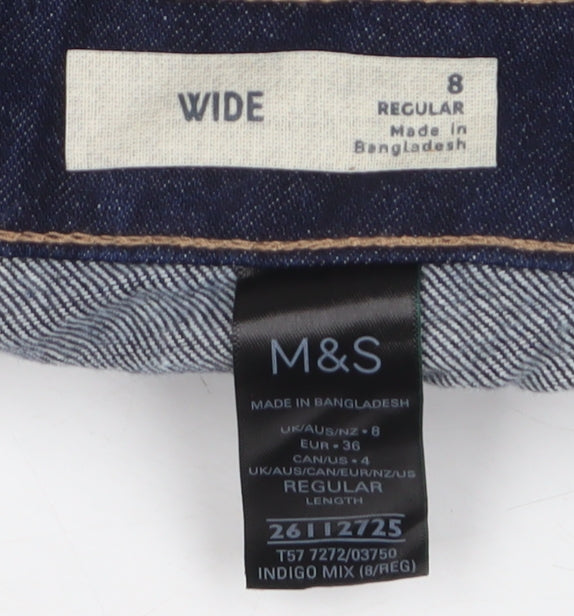 Marks and Spencer Women's Blue Wide-Leg Jeans Size 8