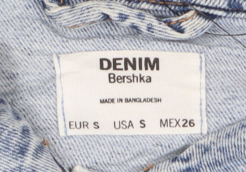 Bershka Women's Blue Denim Jacket, Size S, Casual Style