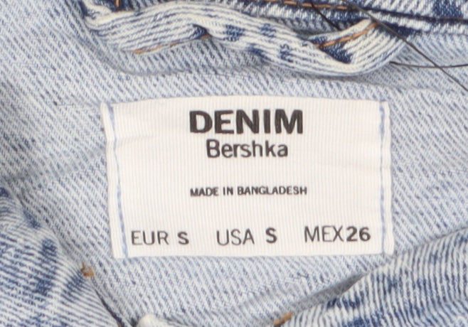 Bershka Women's Blue Denim Jacket, Size S, Casual Style