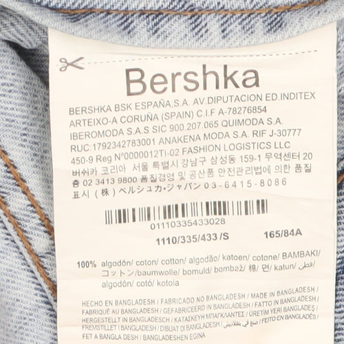 Bershka Women's Blue Denim Jacket, Size S, Casual Style