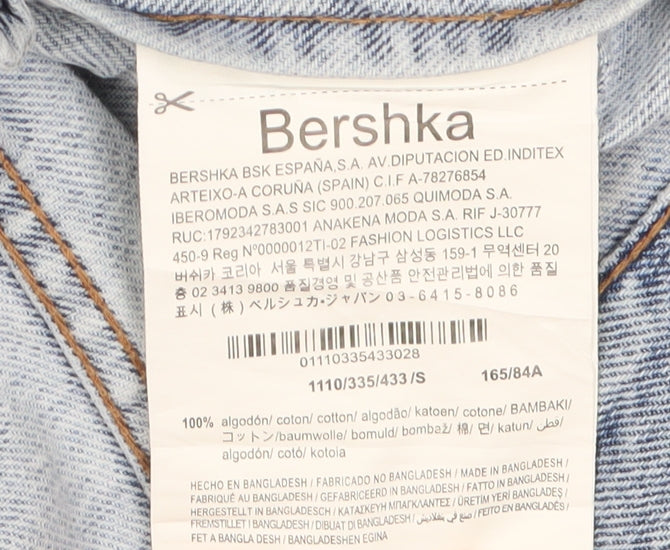 Bershka Women's Blue Denim Jacket, Size S, Casual Style