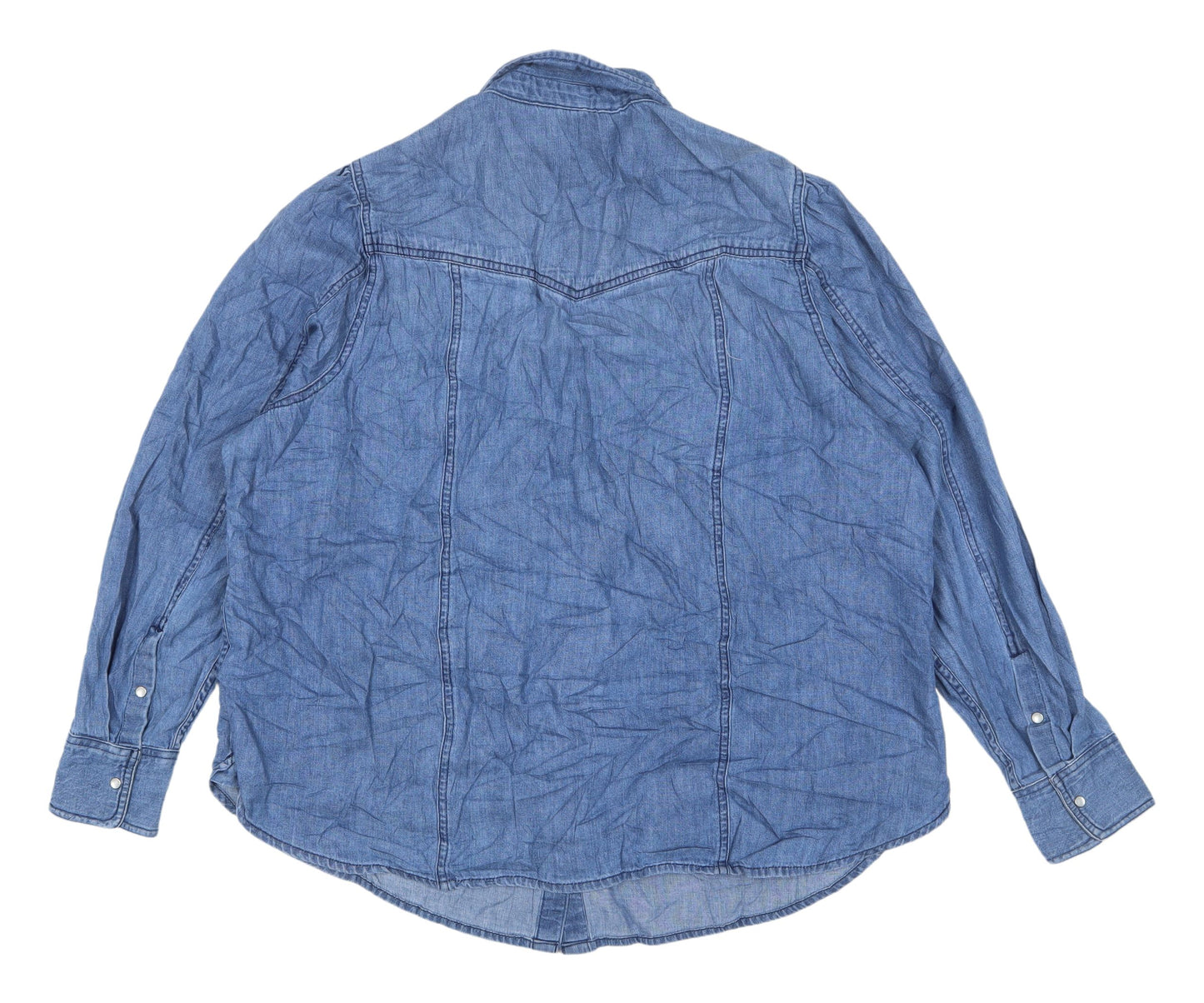 Marks and Spencer Women's Blue Cotton Button-Up Shirt UK 20