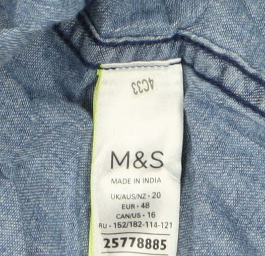 Marks and Spencer Women's Blue Cotton Button-Up Shirt UK 20