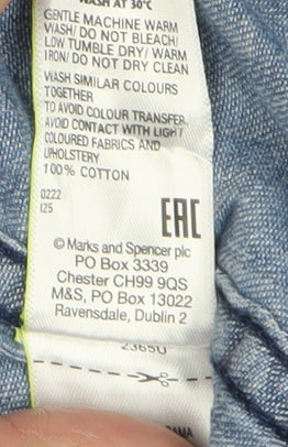 Marks and Spencer Women's Blue Cotton Button-Up Shirt UK 20