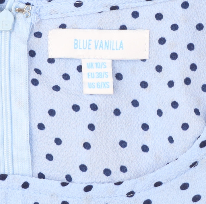 Blue Vanilla Women's Blue Polka Dot Fit & Flare Dress