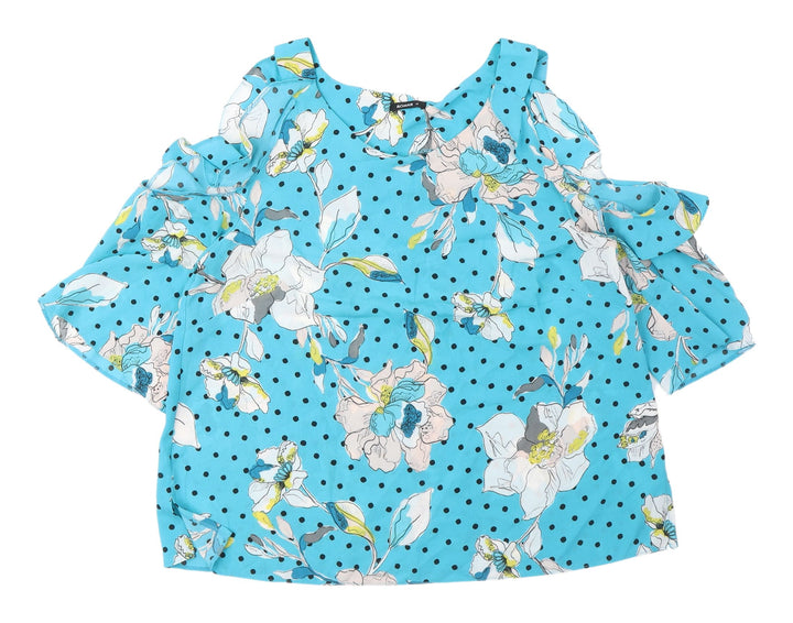 Roman Women's Blue Floral Tunic Blouse Size 12