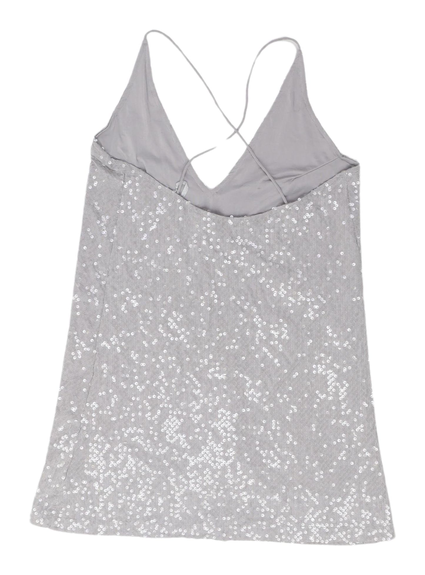 Motel Women's Silver Sequin Slip Dress, S