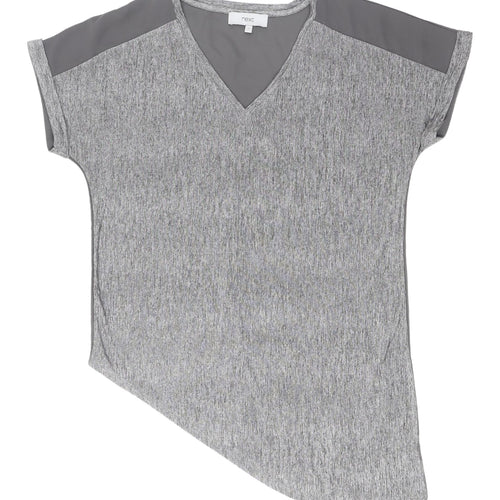 Next Women's Grey Asymmetrical V-Neck Top Size 12