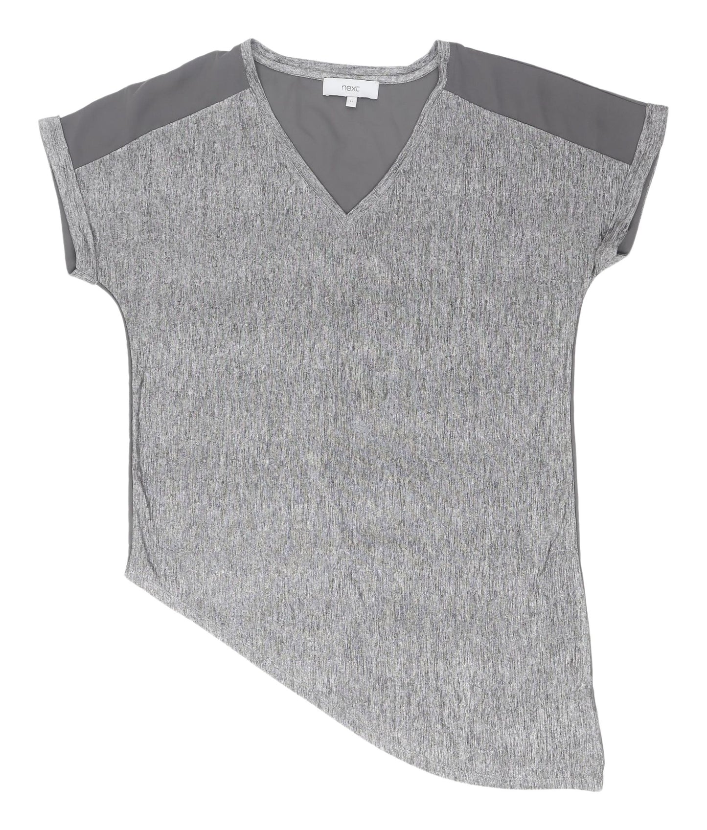 Next Women's Grey Asymmetrical V-Neck Top Size 12