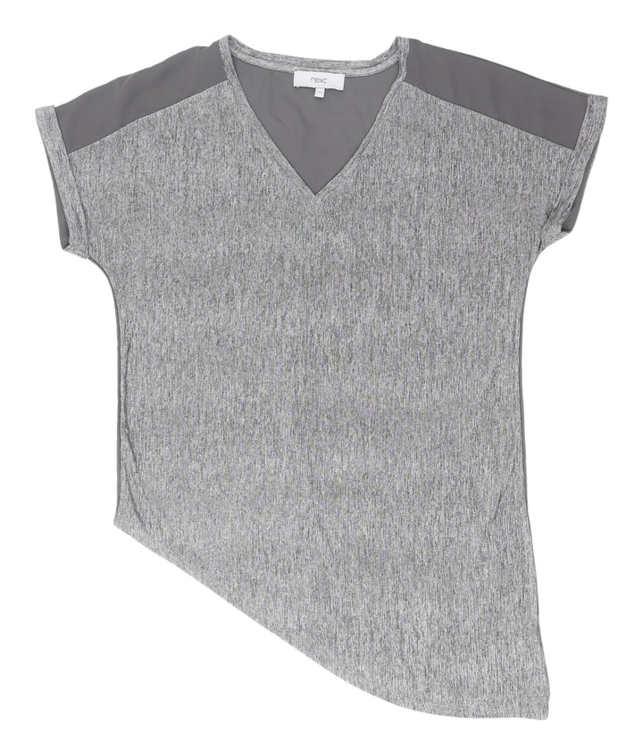 Next Women's Grey Asymmetrical V-Neck Top Size 12
