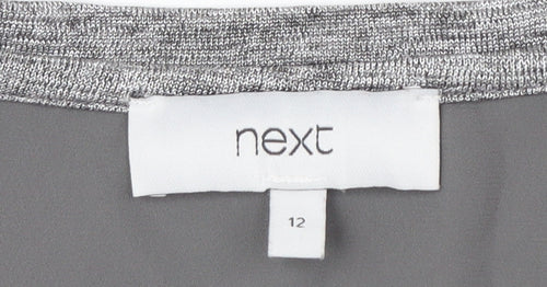 Next Women's Grey Asymmetrical V-Neck Top Size 12
