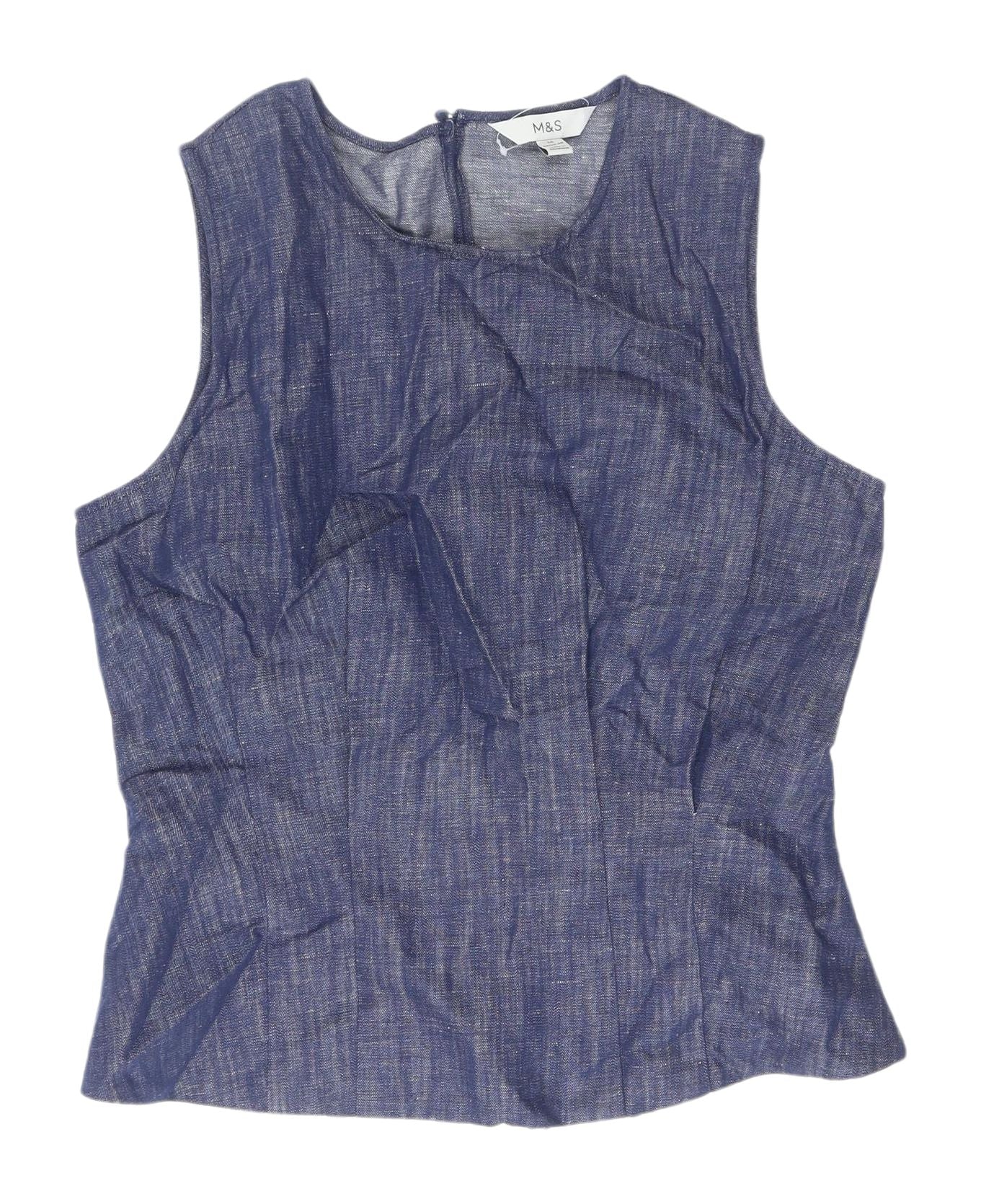 Marks and Spencer Women's Blue Sleeveless Blouse, Size 10
