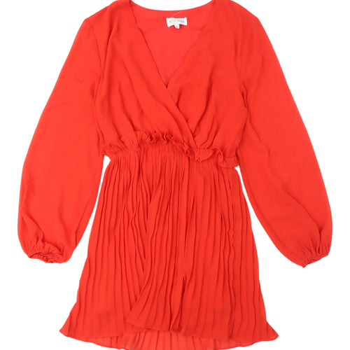 In The Style Women's Red Wrap Dress, Size 10, Casual Party