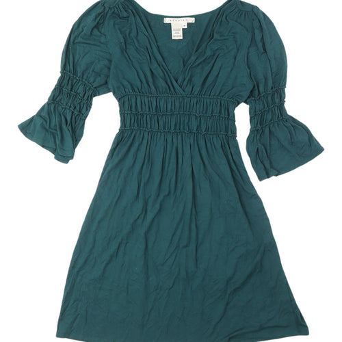 Studio M Women's Green Knee Length Fit & Flare Dress