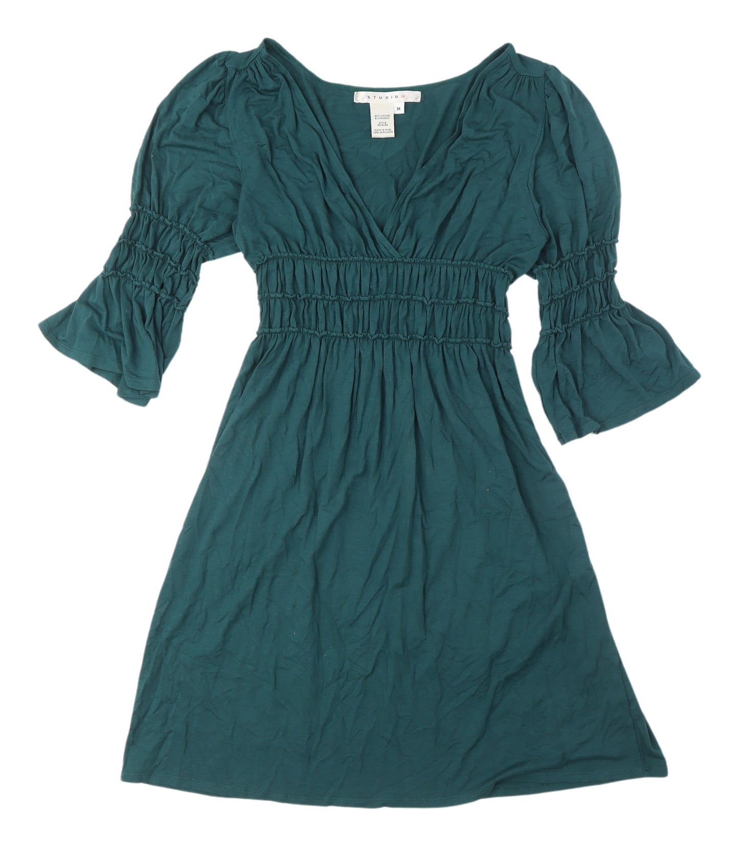 Studio M Women's Green Knee Length Fit & Flare Dress