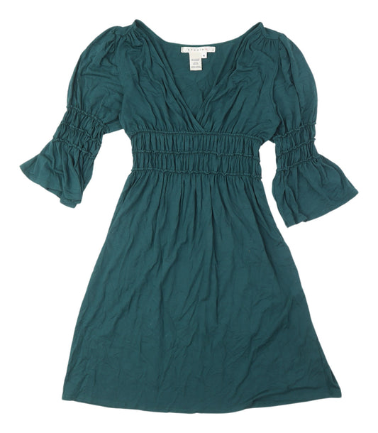 Studio M Women's Green Knee Length Fit & Flare Dress