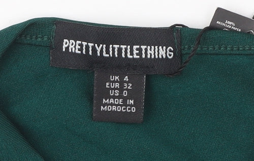 PrettyLittleThing Women’s Green Ruched Asymmetrical Dress