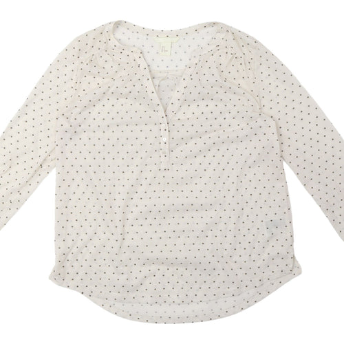H&M Women's Ivory Polka Dot Blouse, Size Small, Button Accents