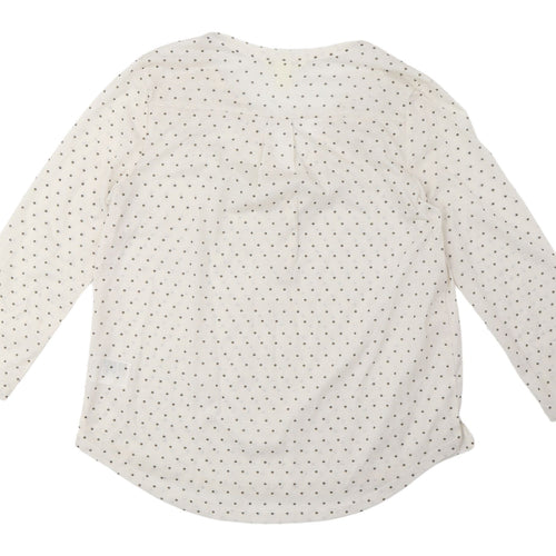 H&M Women's Ivory Polka Dot Blouse, Size Small, Button Accents