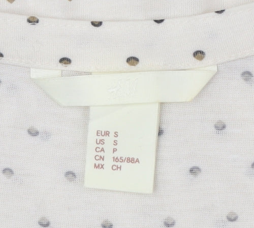 H&M Women's Ivory Polka Dot Blouse, Size Small, Button Accents